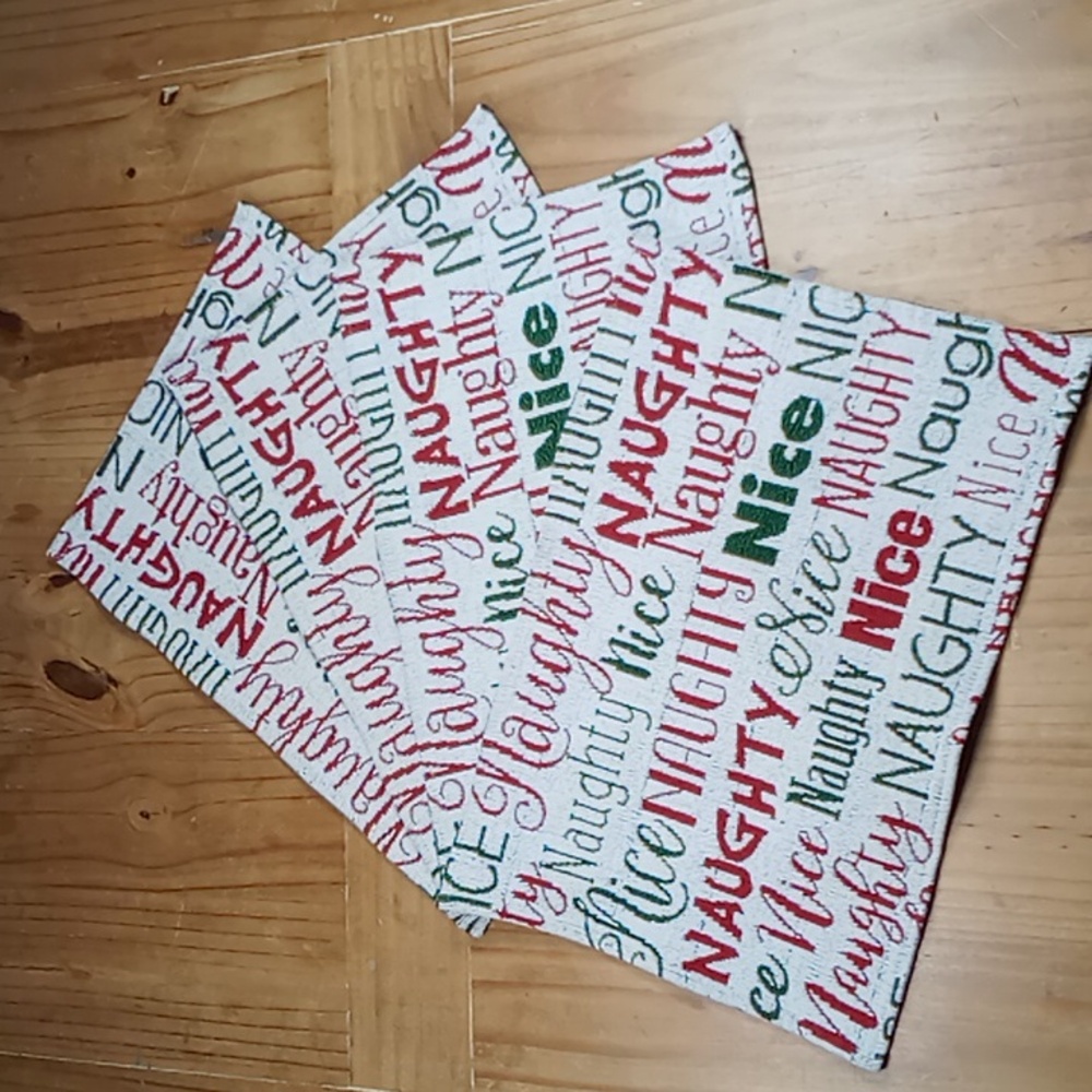 Festive Holiday Tapestry Placemats Set of 4 Naughty or Nice